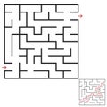 A square labyrinth. An interesting and useful game for children and adults. A simple flat vector illustration on a white Royalty Free Stock Photo