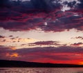 Square Lake Powell Sunset With a Fiery Sky Royalty Free Stock Photo