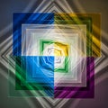 Square is layered centrally forming a kaleidoscopic effect with a three Royalty Free Stock Photo