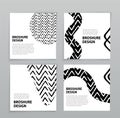 Square layoutbanners. Covers design templates for brochure, flyer, magazine. Black white trendy hand made geometric abstract