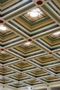Square leaded window ceiling with green trim