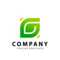 Square Letter G Green Leaf Graphics Logo Design Vector Illustration Royalty Free Stock Photo