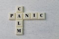 Square letters with text CALM and PANIC Royalty Free Stock Photo