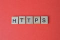 Square letters with text HTTPS isolated on a red background Royalty Free Stock Photo