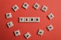 Square letters with text VERB isolated on red background