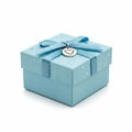 Square light blue gift box features embossed star patterns on Royalty Free Stock Photo