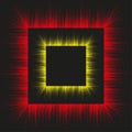 Square light frame. Radial ray burst. Abstract glowing shape. Vector bright background. Royalty Free Stock Photo