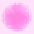 Square line white on abstract pink soft background, empty frame on purple pink water color art template and copy space, pink Royalty Free Stock Photo