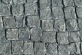 Square lined with cobblestone or stone pavement, walkway or road. Royalty Free Stock Photo