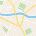 Square map with river - vector streets and parks