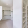Square Master closet interior with window and carpeted flooring