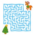 Square maze. Christmas game for kids. Winter puzzle for children. Labyrinth conundrum. Color vector illustration. Find the right Royalty Free Stock Photo