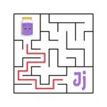 Square maze. Game for kids. Funny quadrate labyrinth. Education worksheet. Activity page. Puzzle for children. Cute cartoon style Royalty Free Stock Photo