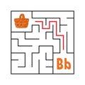 Square maze. Game for kids. Funny quadrate labyrinth. Education worksheet. Activity page. Puzzle for children. Cute cartoon style Royalty Free Stock Photo