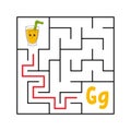 Square maze. Game for kids. Funny quadrate labyrinth. Education worksheet. Activity page. Puzzle for children. Cute cartoon style Royalty Free Stock Photo