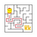 Square maze. Game for kids. Funny quadrate labyrinth. Education worksheet. Activity page. Puzzle for children. Cute cartoon style