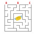 Square maze. Game for kids. Puzzle for children. Cartoon character envelope. Labyrinth conundrum. Color vector illustration. Find