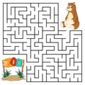 Square maze for kids with cartoon Bear. Find right way to the Zoo. Entry and exit. Puzzle Game with answer. Learning Labyrinth