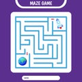 Square Maze for kids. Help rocket fly to earth. Simple logic labyrinth game