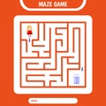 Square Maze for kids. Simple logic labyrinth game challenge. Help girl find gift