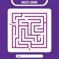 Square Maze for kids. Simple logic labyrinth game challenge. One entrance one exit Royalty Free Stock Photo