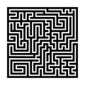 Square maze labyrinth. Black thick outline. Vector illustration.