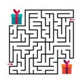 Square maze labyrinth game for kids. Labyrinth logic conundrum. Two entrances and two right ways to go. Vector flat Royalty Free Stock Photo
