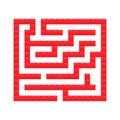 Square maze red bricks toy labyrinth game for kids. Labyrinth logic conundrum. One entrance and one right way to go Royalty Free Stock Photo