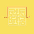 Square maze and the shortcut to the exit without going through the entrance. Problem and solution concept. Flat design. Royalty Free Stock Photo