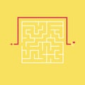 Square maze and the shortcut to the exit without going through the entrance. Problem and solution concept. Flat design.