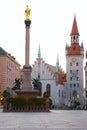 Square of medieval city with monument. Munich. Ger