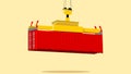 Crane container lifting flat style vector illustration