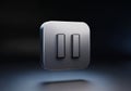 Square metallic pause button icon with Royalty Free Stock Photo