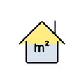 Square Meter icon. M2 simple sign. Flat area in square meters. Measuring house area icon. Place dimension pictogram
