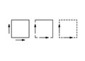 Square meter, size area inside m2 icon set. Measuring surface dimension sign. Measure of place with length and width