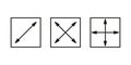 Square meter, size area inside m2 icon set. Measuring surface dimension sign. Measure of place with length and width