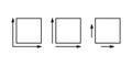 Square meter, size area m2 icon set. Measuring surface dimension sign. Measure of place with length and width arrow