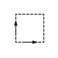 Square meter, size surface m2 icon. Measuring area dimension sign. Measure of place with length and width arrow