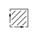 Square meter, size surface m2 icon. Measuring area dimension sign. Measure of place with length and width arrow