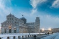 Square of Miracles at sunset after a winter snowstorm, Pisa - Italy Royalty Free Stock Photo