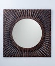 Square mirror created by dark metal frame Royalty Free Stock Photo