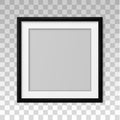 Square mockup black frame photo on wall. Mock up artwork picture framed. Horizontal boarder. Empty board photoframe. Modern stylis