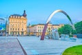 The square with modern arch, Krakow, Poland