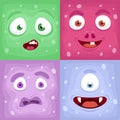 Square monster faces icons