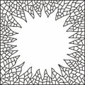 Square mosaic frame or border. Star shape. Invitation card. Geometric pattern. Black lines. Royalty Free Stock Photo