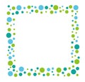 Square mosaic message frame with a blue and green dot pattern, vector illustration.