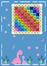 Square multiplication chart with cartoon dino Table poster Mathematical examples for printing educational material at Royalty Free Stock Photo
