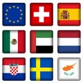 Square national flag buttons 5 Royalty Free Stock Photo