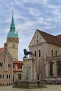 Square near Braunschweig cathedral with lion statue