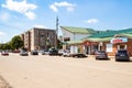 Square near market on street in Abinsk town